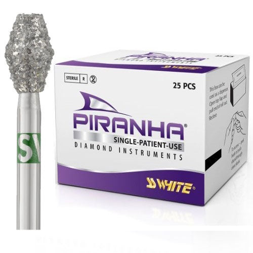 SS White 811-033C Piranha FG Friction Grip Barrel Shaped Coarse Grit Diamond Burs 25/Pk SS White 811-033C Piranha FG Friction Grip Barrel Shaped Coarse Grit Diamond Burs 25/Pk